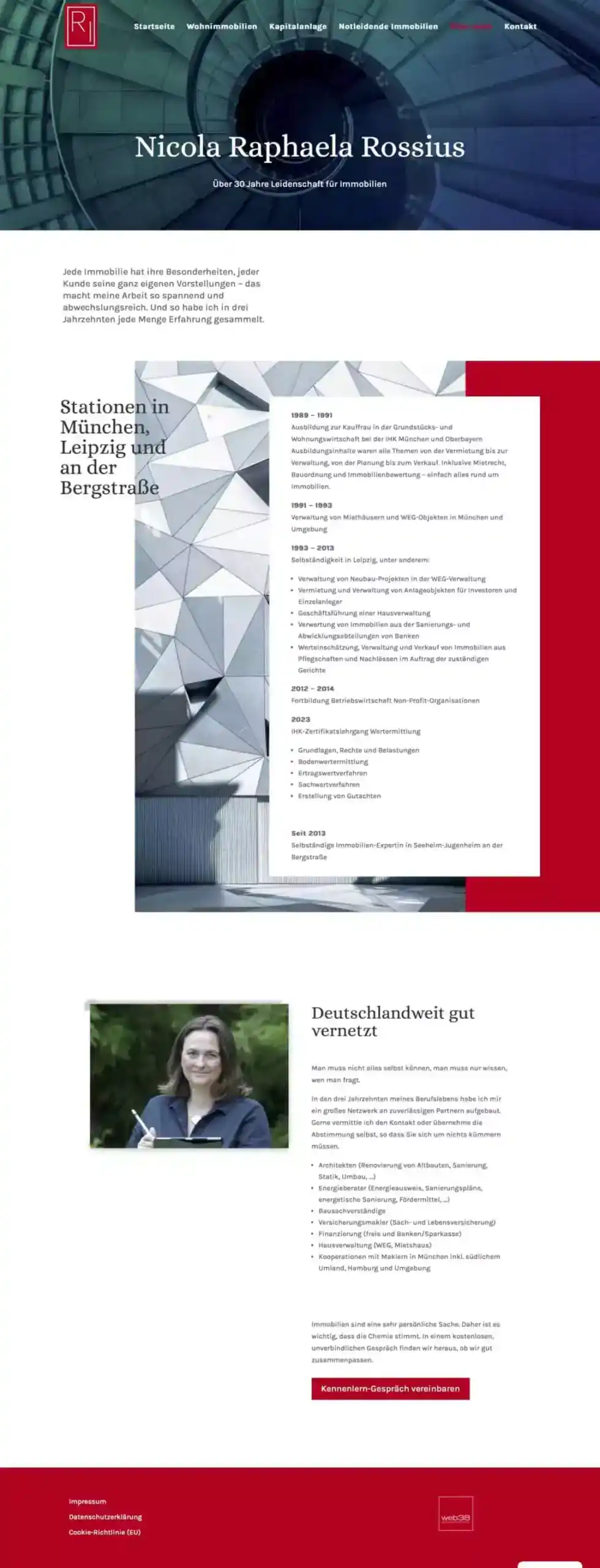 website für Immobilienmakler - über mich seite