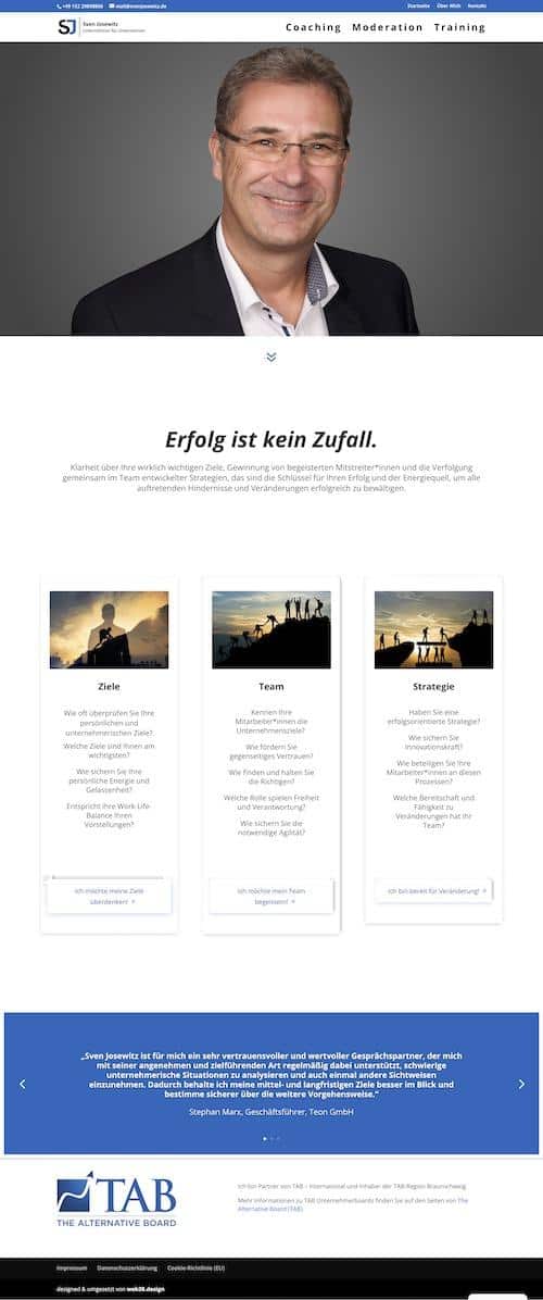 website für Coach, Trainer, Moderator Sven Josewitz - Coaching Homepage