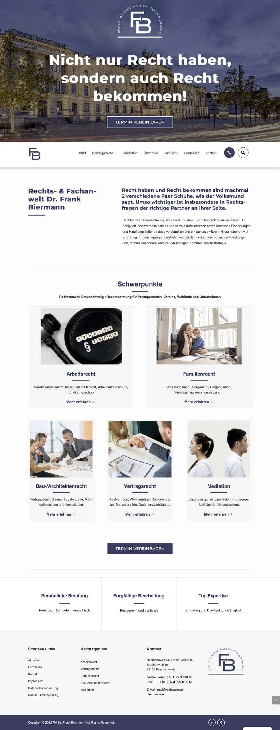 Gründung einer Kanzlei Rechtsanwalt Biermann digitalagentur38 Homepage der Website von RA Biermann