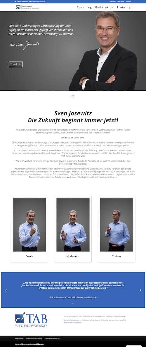 website für Coach, Trainer, Moderator Sven Josewitz - Coaching Homepage