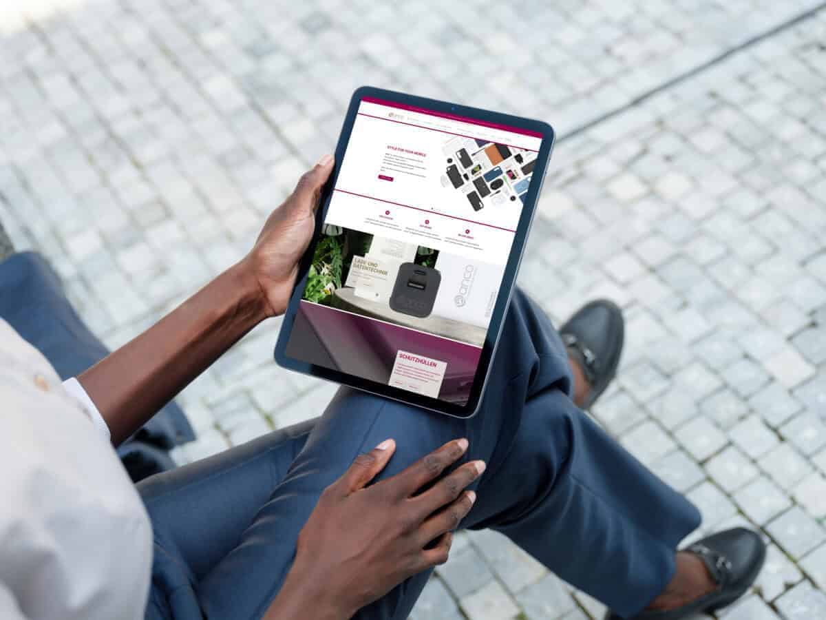 erstellung eines onlineshops - anco.de auf tablet
