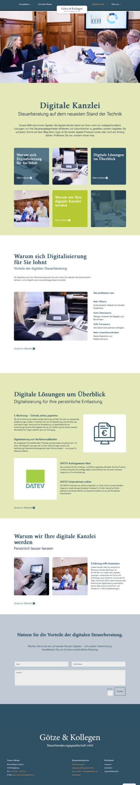 webdesign für Steuerberater - G&K Webdesign für Steuerberater - Screenshot der Seite Digitale Kanzlei