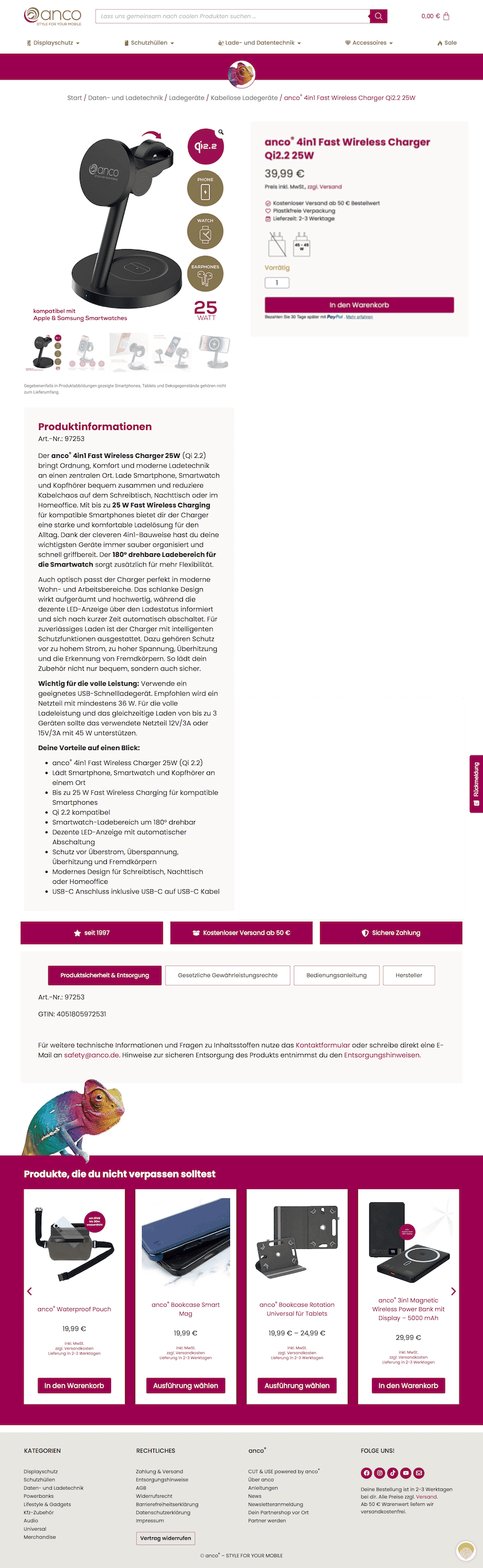 Erstellung eines Onlineshop erstellen lassen anco.de produktseite